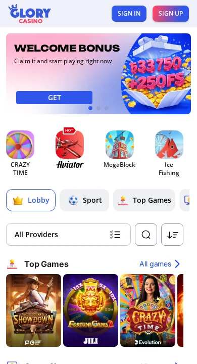 Glory Casino mobile application