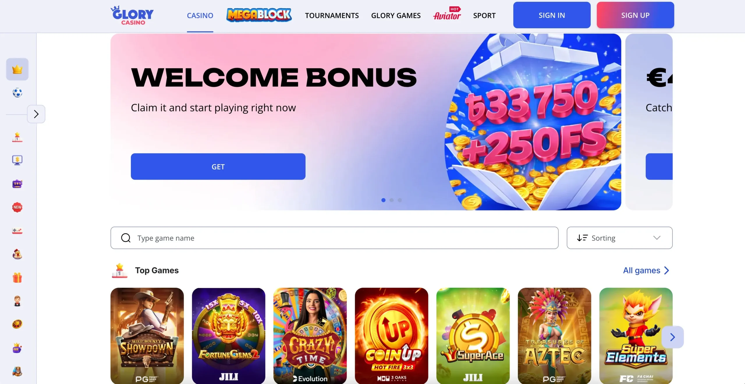 Glory Casino overview banner