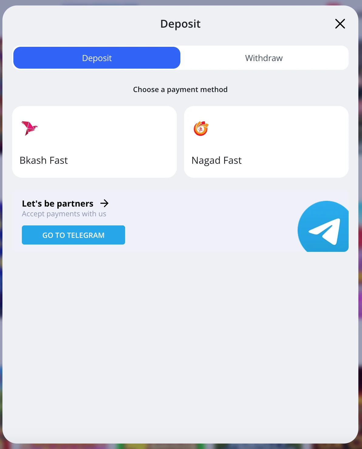 Glory Casino payment methods