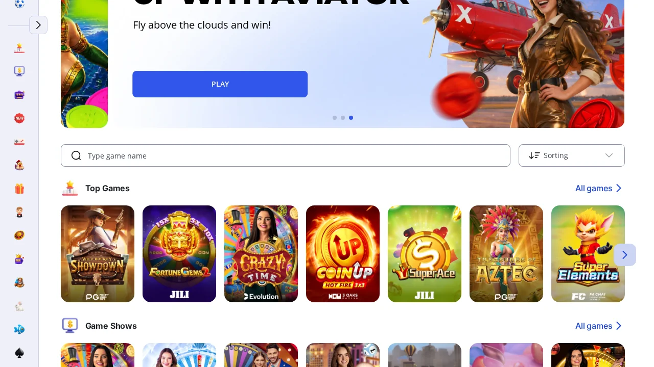 Glory Casino game selection